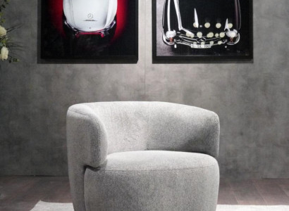 Design Sessel Grau Luxus Möbel Wohnzimmer Polster Textil Lounge Club